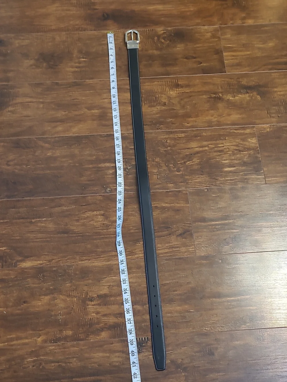Lacoste Men's Black Leather Belt with Silver Buckle Size M